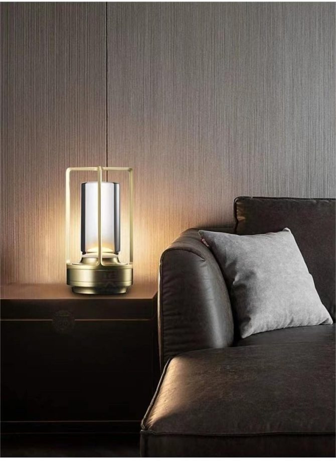 Portable Metal Table Lamp for Indoor/Outdoor ,Rechargeable Cordless LED Lamp, 3-Colour Infinitely Dimming Battery Powered Small Desk Lamp, Restaurant/Bedroom/Bar/Coffee Shop/Camping Light (Gold) - Image 2