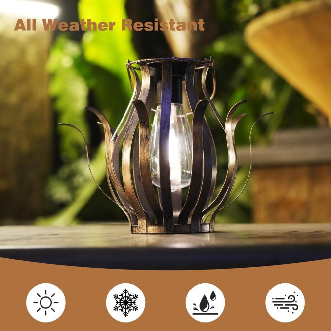 Solar Lanterns Outdoor Waterproof Hanging Lanterns as Birthdays Gifts for Women Mom Grandma Metal Garden Decor for Outside Solar Lights for Yard, Patio, Lawn, Porch, Backyard (Gradient Brown - Image 2
