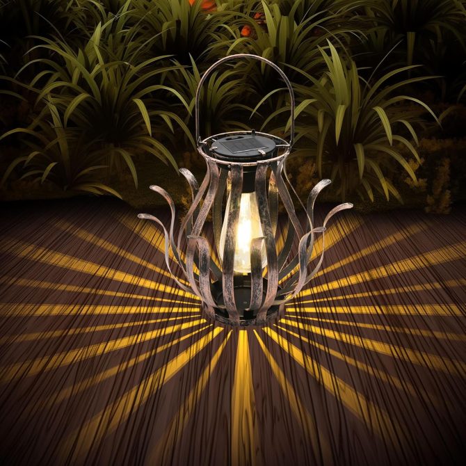 Solar Lanterns Outdoor Waterproof Hanging Lanterns as Birthdays Gifts for Women Mom Grandma Metal Garden Decor for Outside Solar Lights for Yard, Patio, Lawn, Porch, Backyard (Gradient Brown